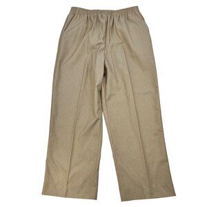 Alfred Dunner Womens Elastic Waist Pull On Cropped Straight Leg Pants Tan 8